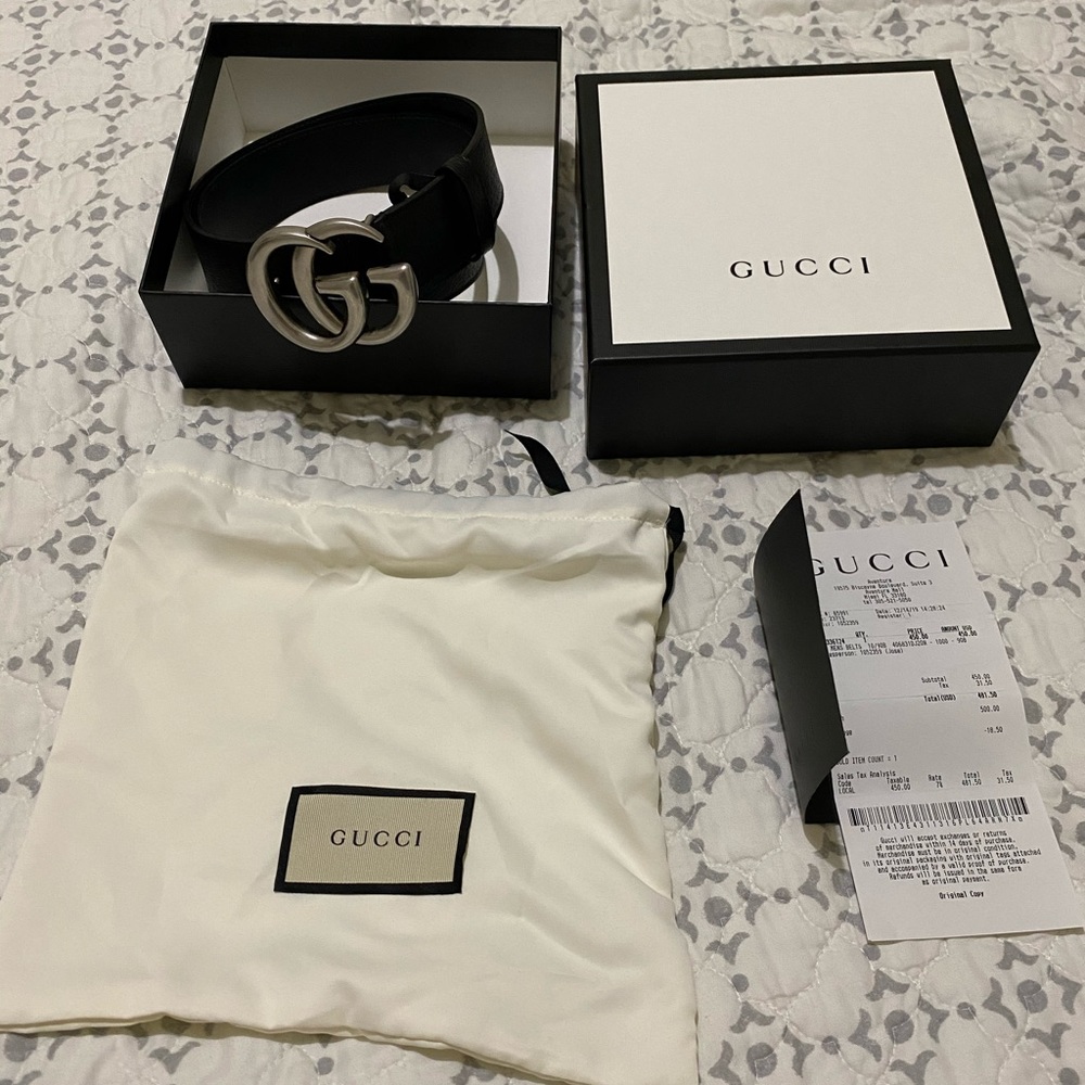 Gucci Mens Leather Belt Double G Buckle